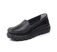 Women Nurse Shoes, Women's Air Cushion Slip-On Non-Slip Breathable Leather Nurse Shoes, Lightweight Comfortable Healthcare Orthopedic Shoes, Ideal for Nurse Healthcare Crews (Color : Black, Size : 3