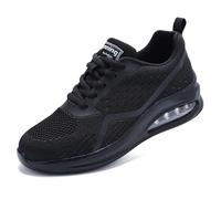 Womens Air Cushion Trainers Breathable Lightweight Mesh Running Shoes with Arch Support Memory Foam Comfort Non-Slip Grip for Plantar Fasciitis All Black UK 8