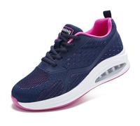 Womens Air Cushion Trainers Breathable Lightweight Mesh Running Shoes with Arch Support Memory Foam Comfort Non-Slip Grip for Plantar Fasciitis Navy UK 6.5