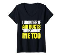 Women's Air Duct Cleaner I Wonder If V-Neck T-Shirt