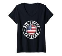 Womens Air Force Tshirt Veteran US American Flag Dad Grandpa WW2 V-Neck T-Shirt