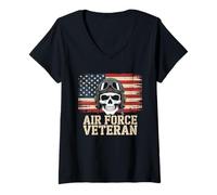 Womens Air Force Tshirt Veteran US American Flag Dad Grandpa WW2 V-Neck T-Shirt