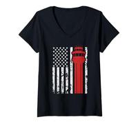 Women's Air Traffic Controller ATC USA Flag Control Tower Dad Men V-Neck T-Shirt