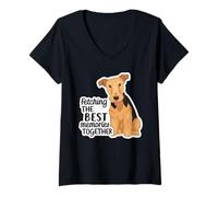 Women's Airedale Terrier Dog Mom Fetching Memories V-Neck T-Shirt
