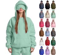 Womens Airplane Hoodies with Eye Mask Built in Oversized Travel Hoodies Secret Pockets Pullover Zip Up Hooded Sweatshirt Autumn Winter Thermal Fleece Jackets Tops Red S