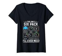 Women's Airplane Pilot The Only Six Pack Ever Need Student Pilot V-Neck T-Shirt