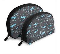Womens Airplane Pushing The Envelope (Blue) Travel Cosmetic Bags Waterproof 2PC Makeup Clutch Pouch Cosmetic and Toiletries Organizer Bag Portable Travel Toiletry Pouch Girls