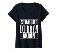 Women's Akron,OH - Straight Outta Akron V-Neck T-Shirt