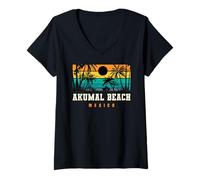 Women's Akumal Beach Mexico Riviera Maya Ocean View V-Neck T-Shirt