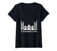 Womens Al-Saleh Mosque Sanaa Yemen Sana'a Local Tourists Tourism V-Neck T-Shirt