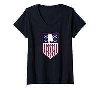 Womens Alabama Baseball Shield Stars and Stripes State Graphic Flag V-Neck T-Shirt