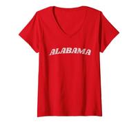 Womens Alabama Vintage Distressed Style Print V-Neck T-Shirt