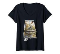 Women's Alabama Watercolor Gazebo Nature Scene Southern Pride V-Neck T-Shirt