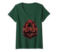 Women's Aladdin Movie Jafar Snakes V-Neck T-Shirt, Dark Green, Large