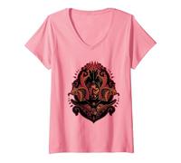Women's Aladdin Movie Jafar Snakes V-Neck T-Shirt, Pink, Small