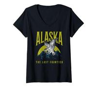 Women's Alaska Bald Eagle The Last Frontier Vintage Souvenir V-Neck T-Shirt