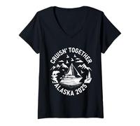 Womens Alaska Cruise 2025 Matching Group Family Alaska Vacation V-Neck T-Shirt