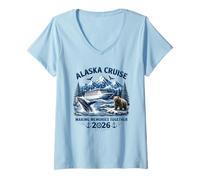 Women's Alaska Cruise 2026 Whale Bear Mountains Voyage V-Neck T-Shirt