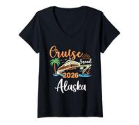 Womens Alaska Cruise Squad 2026 Family Holiday Matching V-Neck T-Shirt