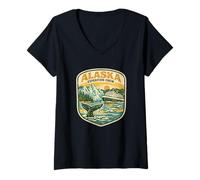 Women's Alaska Expedition Crew Patch Matching Family Alaska Cruise V-Neck T-Shirt