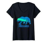 Womens Alaska Grizzly Polar Bear Arctic Nature Winter V-Neck T-Shirt