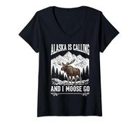 Women's Alaska is Calling and I Moose Go V-Neck T-Shirt