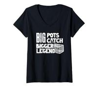 Women's Alaska King Crab Big Pots Catch Bigger Legend V-Neck T-Shirt