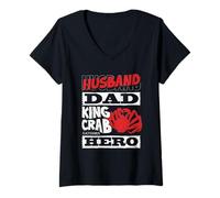 Women's Alaska King Crab Husband Dad King Crab Catcher Hero V-Neck T-Shirt