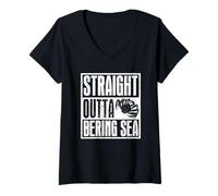 Women's Alaska King Crab Straight Outta Bering Sea V-Neck T-Shirt