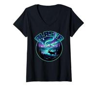 Women's Alaska Lights Aurora Borealis Viewing Alaskan Vacation Trip V-Neck T-Shirt