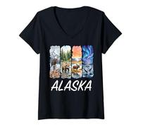 Women's Alaska Wildlife Bear Hiking Moose V-Neck T-Shirt