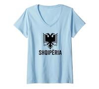 Womens Albania Pride Double-Headed Eagle Albanian Flag Shqiperia V-Neck T-Shirt