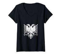 Womens Albania Shiqiptar Albanian Eagle Kosovar Albanian Pride V-Neck T-Shirt