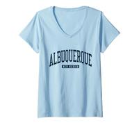 Womens Albuquerque New Mexico NM College University Style Navy V-Neck T-Shirt