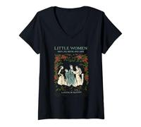 Womens Alcott Little Women Characters Literature Book Illustration V-Neck T-Shirt