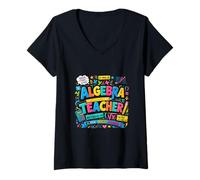 Women's Algebra Educator Math Inspiration Colorful Design V-Neck T-Shirt