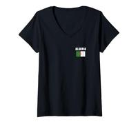 Womens Algeria Flag Pocket Design Algerian Pride Jersey V-Neck T-Shirt