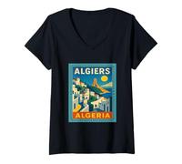 Womens Algiers Algeria Vintage Travel Poster V-Neck T-Shirt