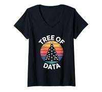 Womens Algorithm Christmas Tree Art for Data Lovers V-Neck T-Shirt