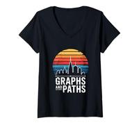Womens Algorithms Inspired GRAPHS and Paths V-Neck T-Shirt