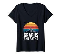 Womens Algorithms Inspired GRAPHS and Paths V-Neck T-Shirt