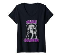 Womens Alice Cooper - Top Hat V-Neck T-Shirt