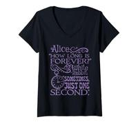 Womens Alice in Wonderland 'How long is forever' (Purple) V-Neck T-Shirt