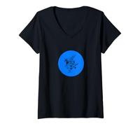 Women's Alice/Wonderland Rabbit Art Drawing Blue Retro Artsy Gift V-Neck T-Shirt