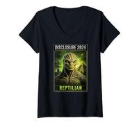 Women's Alien Disclosure 2026 - Reptilians, Humanoid Lizard Aliens V-Neck T-Shirt