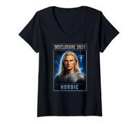 Women's Alien Disclosure 2026 - Scandinavian Humanoid Nordic Aliens V-Neck T-Shirt