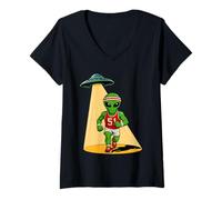 Womens Alien Running UFO 5K 10K Marathon Runner Area 51 Roswell V-Neck T-Shirt