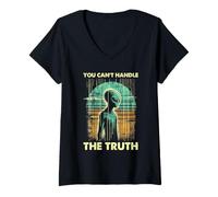 Women's Alien UFO Conspiracy You Can't Handle The Truth Area 51 V-Neck T-Shirt