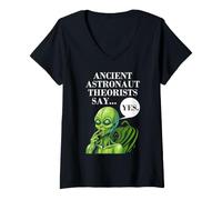 Women's Alien UFO Outer Space Ancient Astronaut Theorists Say Yes V-Neck T-Shirt