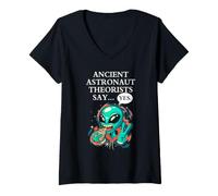 Women's Alien UFO Outer Space Ancient Astronaut Theorists Say Yes V-Neck T-Shirt